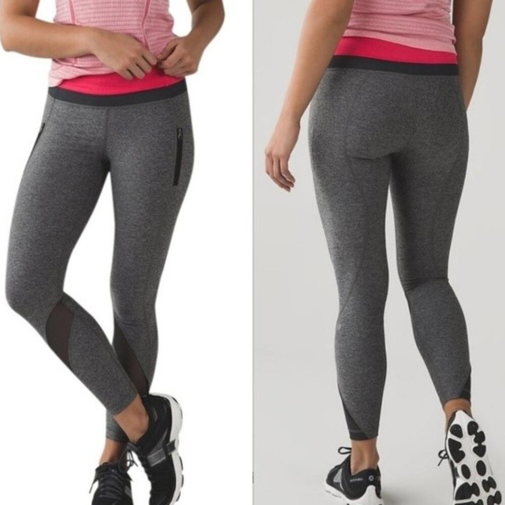Lululemon "Inspire" 7/8 Tight II Size 4 Heathered Black / Boom Juice / Deep Coal